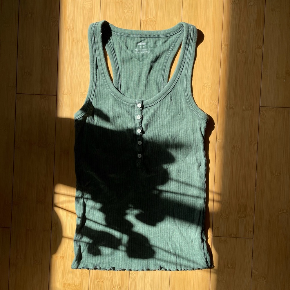 Aerie Ribbed Henley Tank Top, size Small
